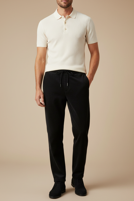 Pantalon Noir Côtelé Droit Décontracté Cordon Homme - Cordé