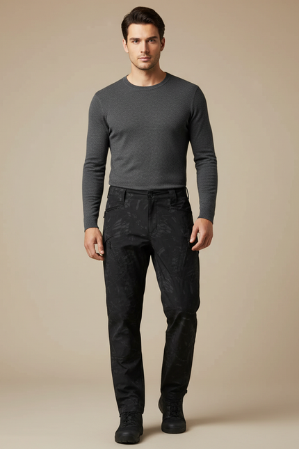 Pantalon Commando Noir - Imprimé Toile
