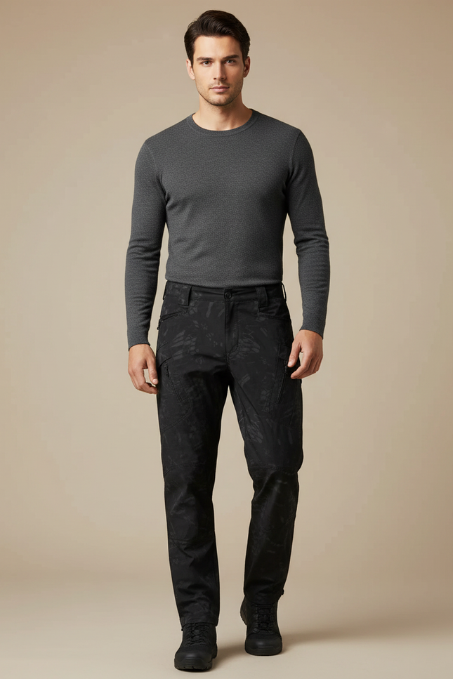 Pantalon Commando Noir - Imprimé Toile