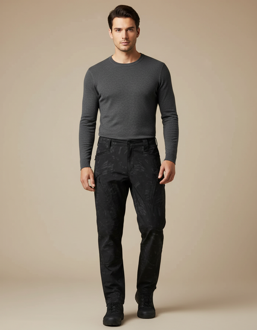 Pantalon Commando Noir - Imprimé Toile