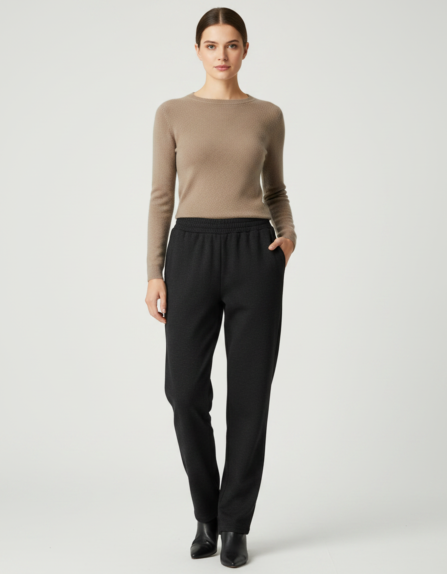 Pantalon Flanelle Noir Femme - Laine