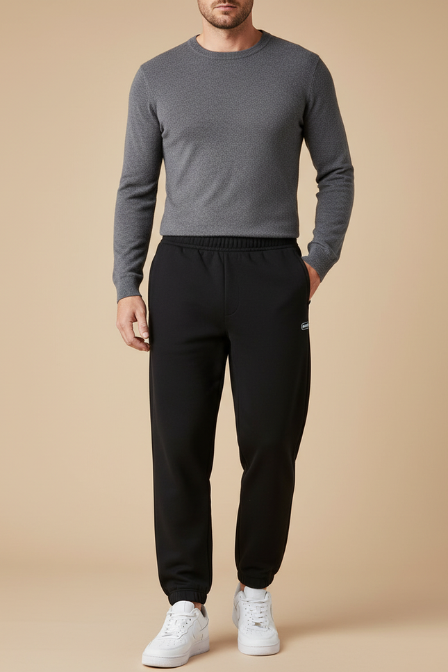 Pantalon Noir Style Jogging - Molleton