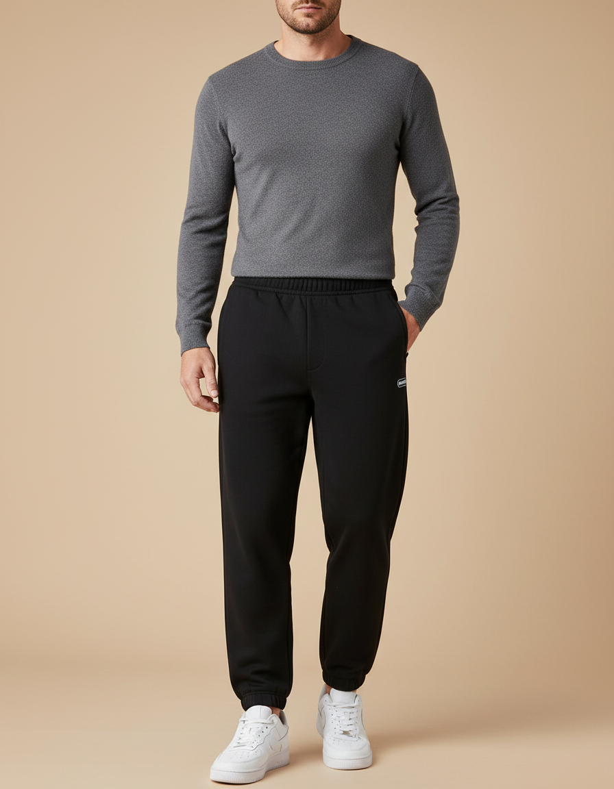 Pantalon Noir Style Jogging - Molleton