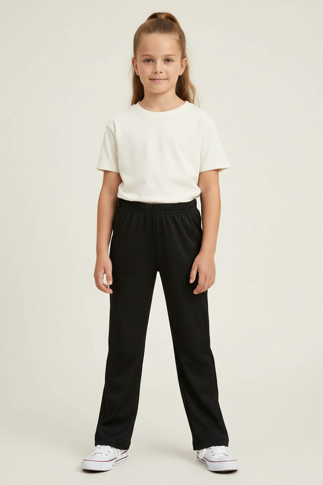 Pantalon Noir Côtelé Ample Enfant - Cordé