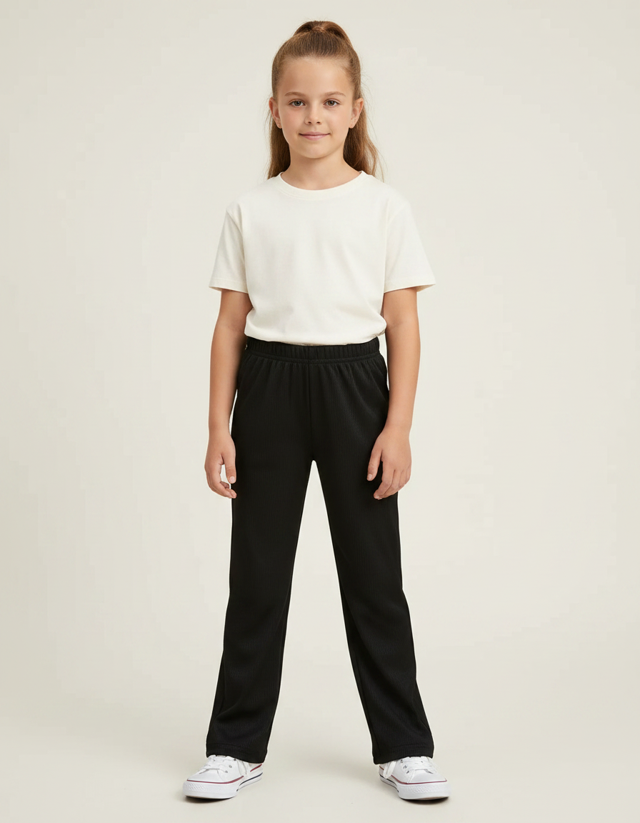 Pantalon Noir Côtelé Ample Enfant - Cordé