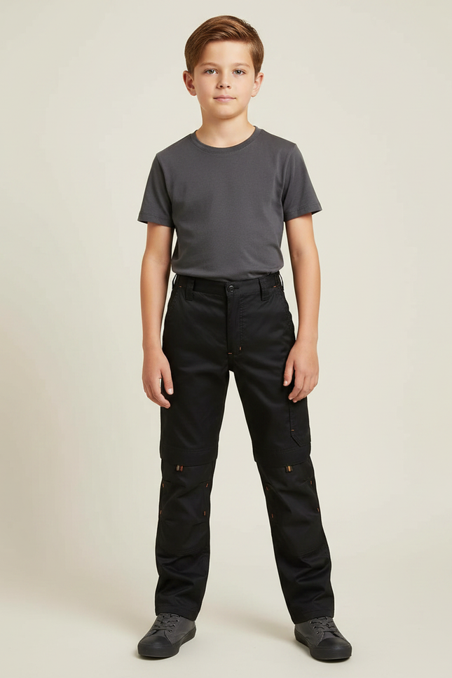 Pantalon Noir Cargo Enfant Robuste Multi-poches - Toile