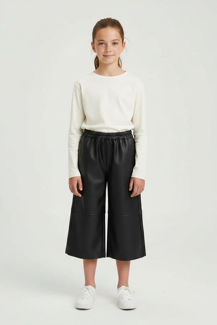 Pantalon Cuir Noir Large - Simili cuir