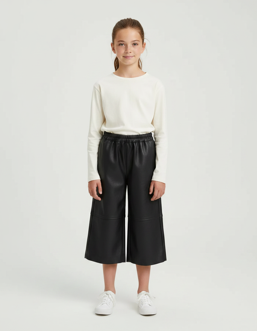 Pantalon Cuir Noir Large - Simili cuir