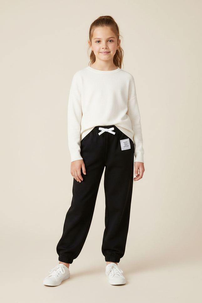 Pantalon Noir En Coton - Molleton