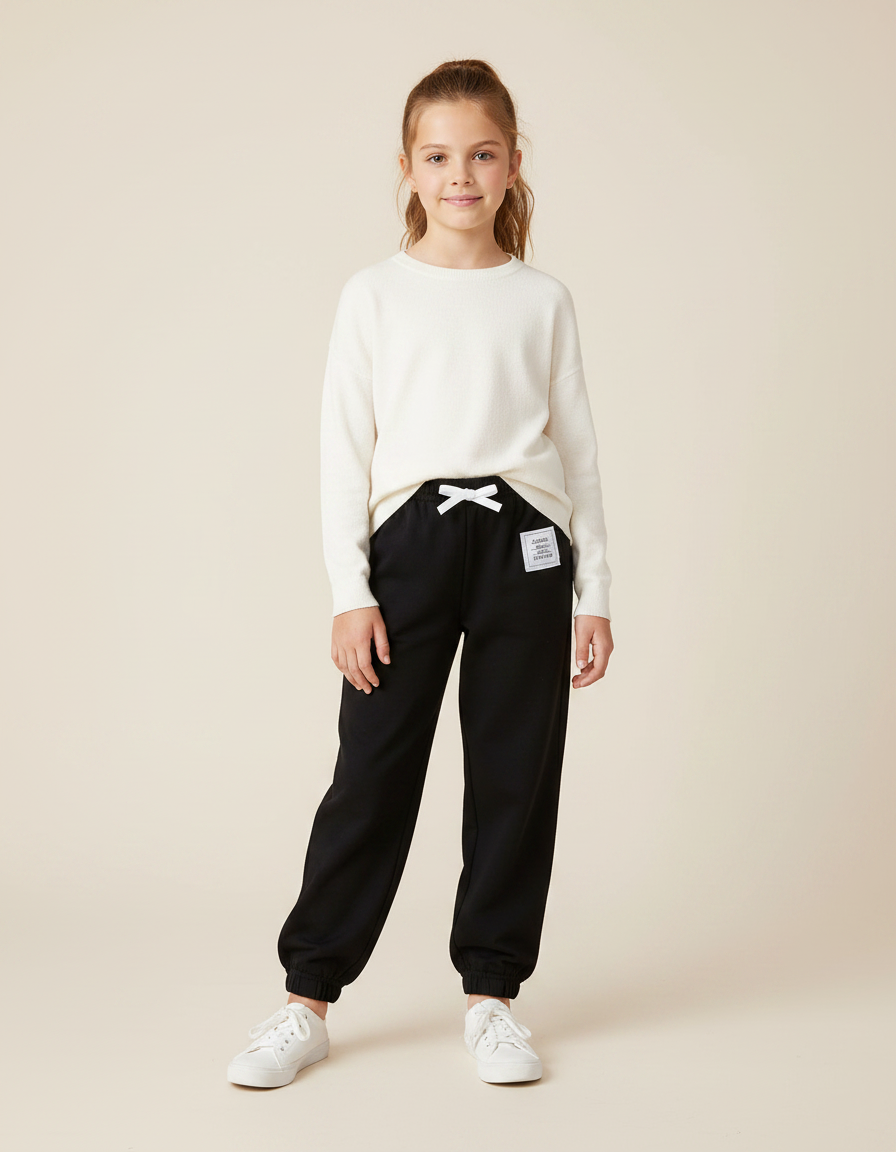 Pantalon Noir En Coton - Molleton