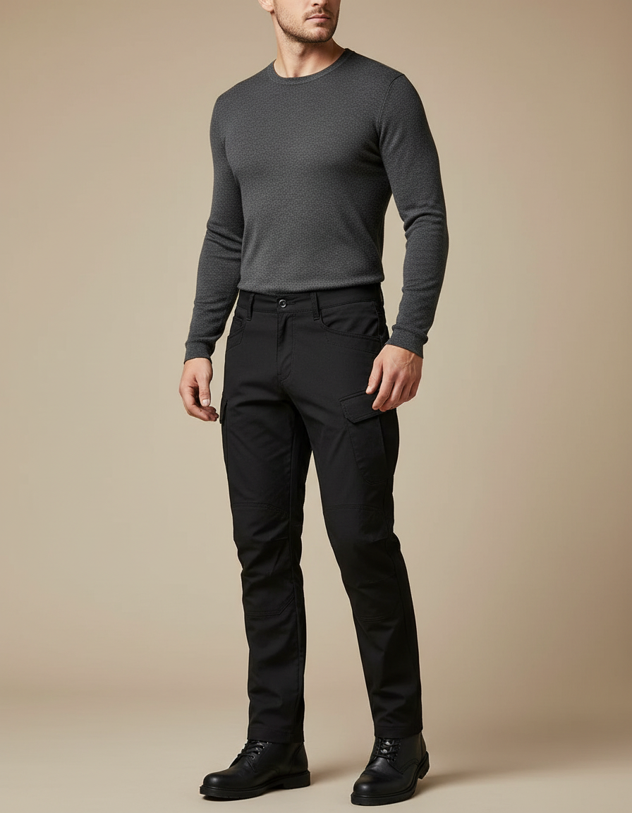 Pantalon De Combat Noir - Gabardine