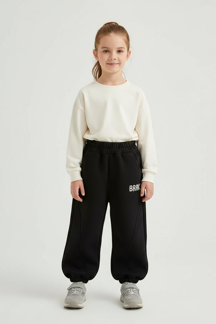 Pantalon Noir Ample Élastique Molletonné Enfant