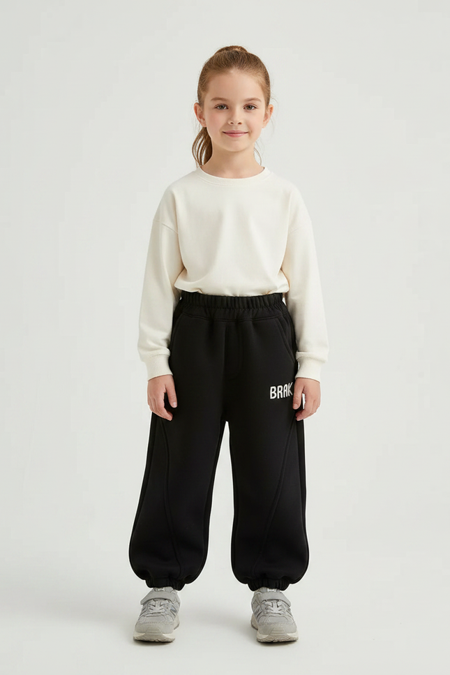 Pantalon Noir Ample Élastique Molletonné Enfant