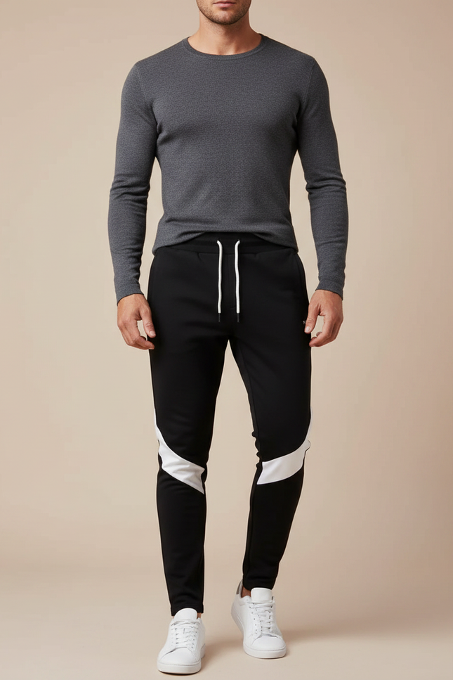 Pantalon Noir Avec Bande Blanche Homme - Molleton