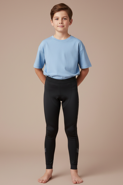 Pantalon Noir Cyclisme Enfant Rembourré Sportif Ajouré - Polyester