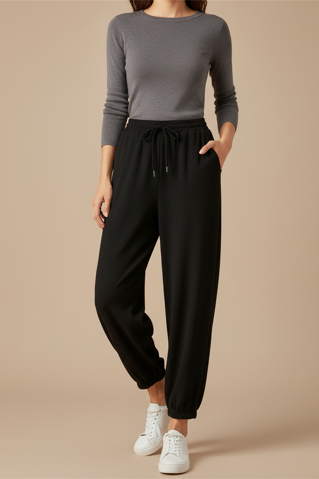 Pantalon Noir Bouffant Femme - Maille