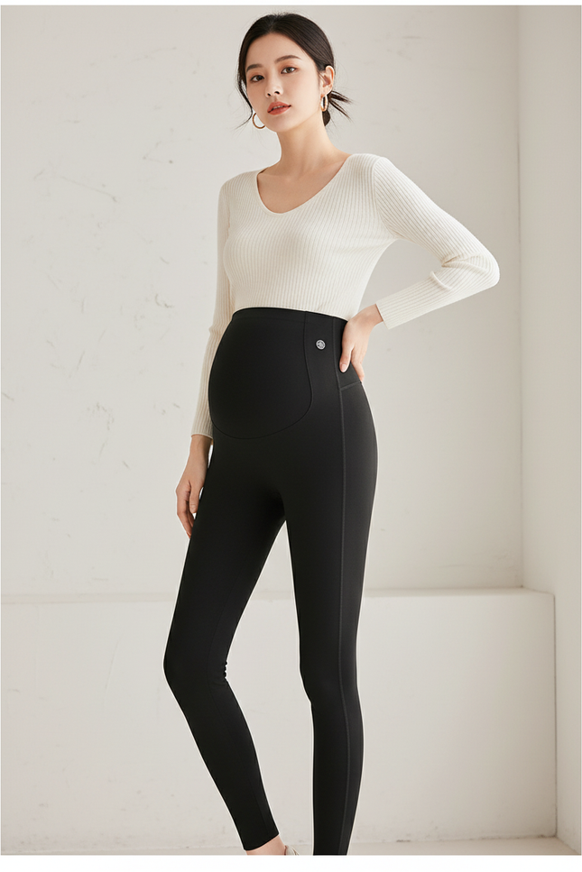 Pantalon Noir Maternité Ajusté Confortable Grossesse - Maille