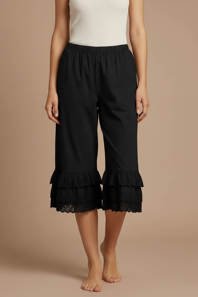 Pantalon Corsaire Noir Femme - Polyester