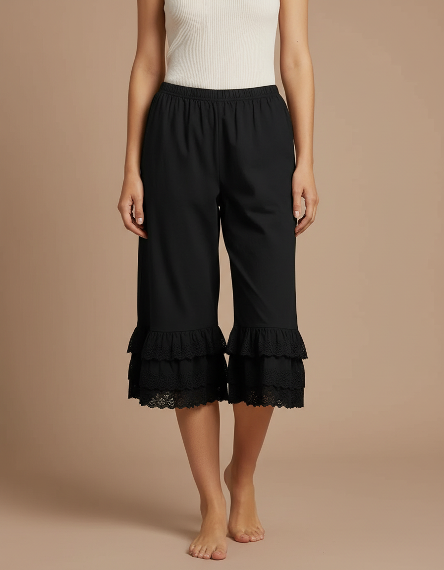 Pantalon Corsaire Noir Femme - Polyester
