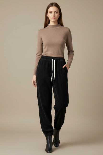 Pantalon Noir 7f6e - Cordé