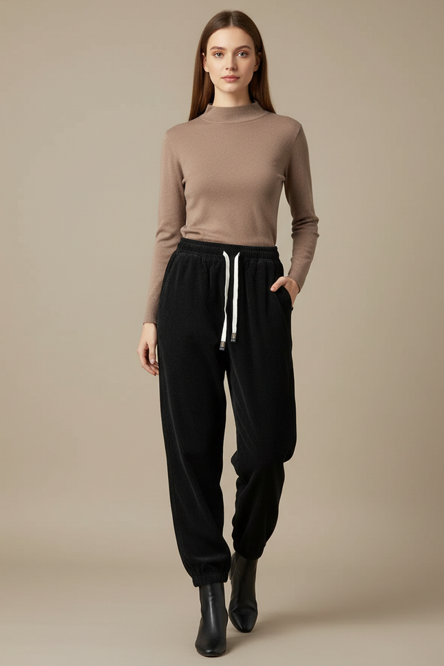 Pantalon Noir 7f6e - Cordé