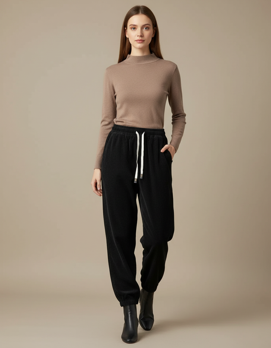 Pantalon Noir 7f6e - Cordé