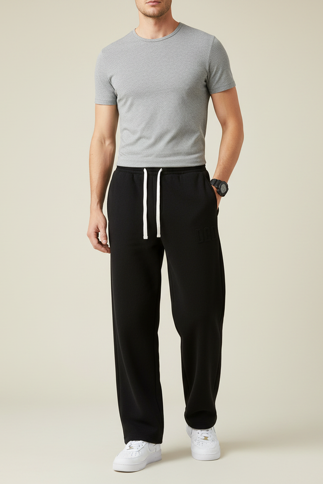 Pantalon Noir Homme Large Coton Décontracté Confortable - Molleton