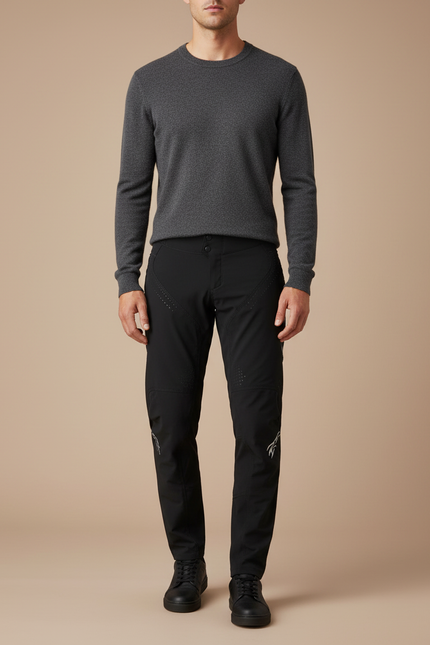 Pantalon Noir Technique Ajusté Respirant Homme - Polyester