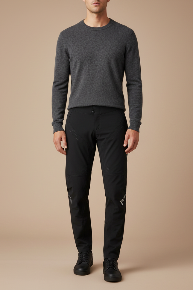 Pantalon Noir Technique Ajusté Respirant Homme - Polyester