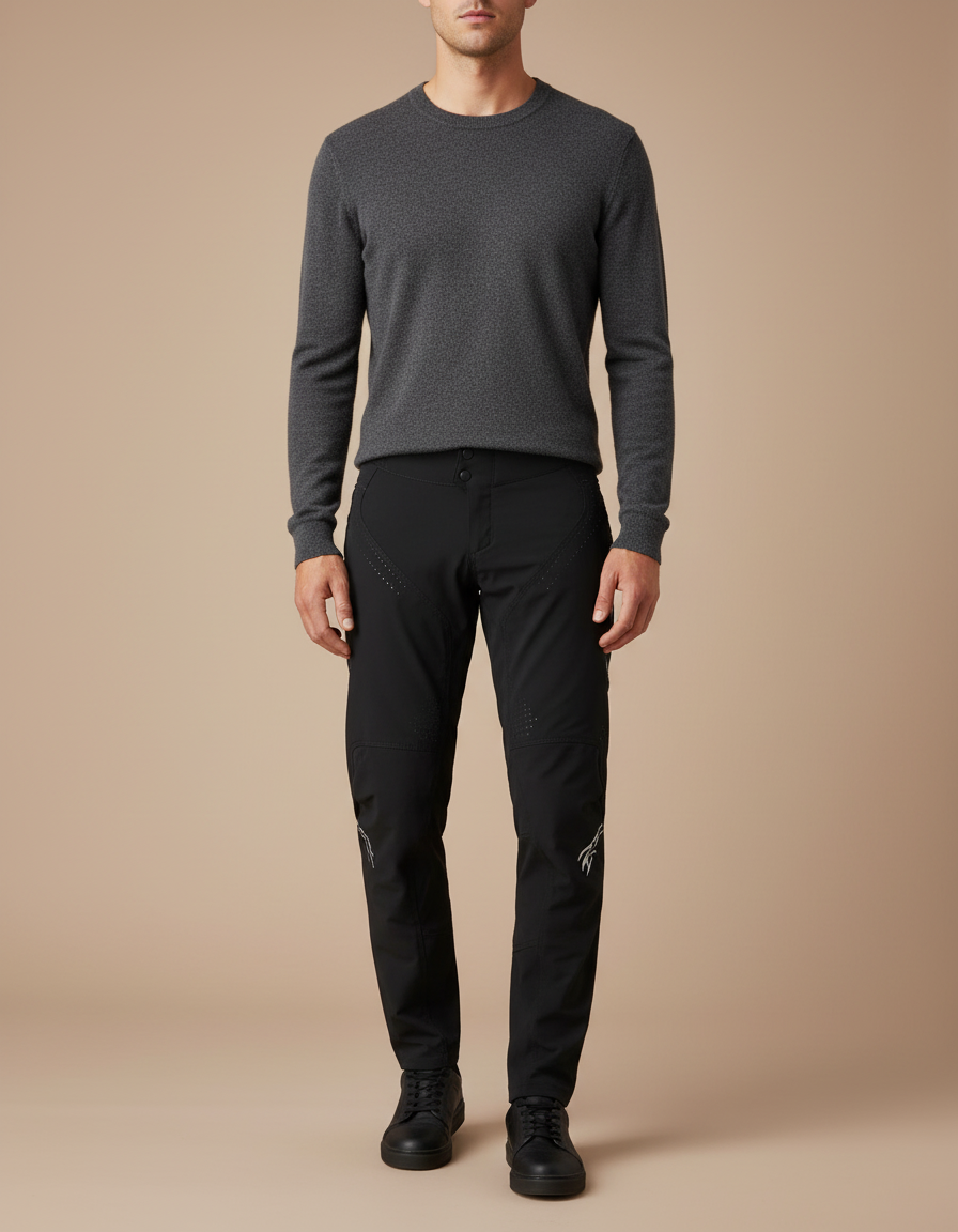 Pantalon Noir Technique Ajusté Respirant Homme - Polyester