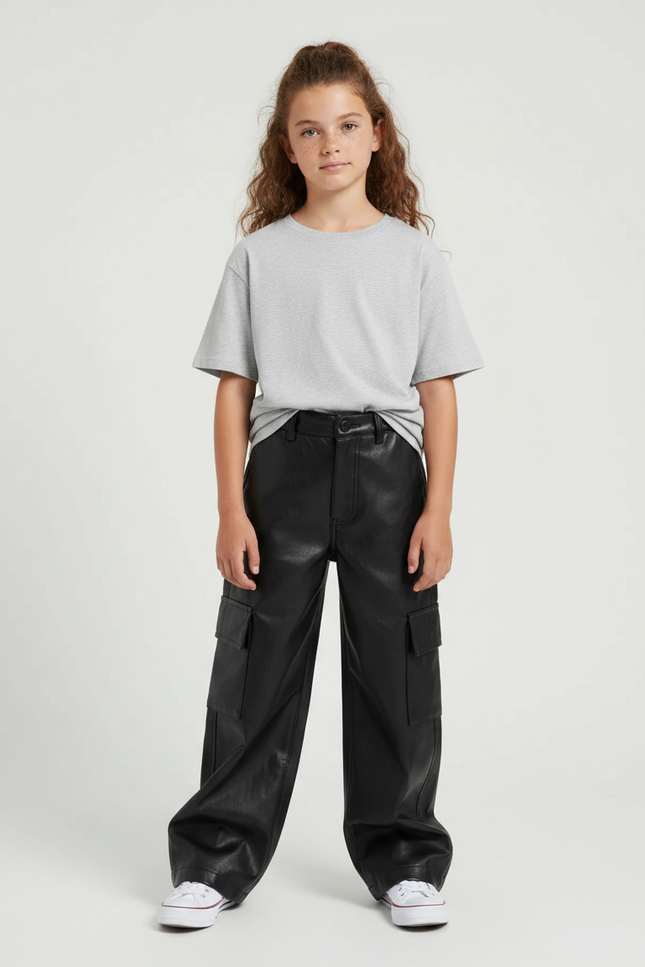 Pantalon Large Cuir Noir - Simili cuir
