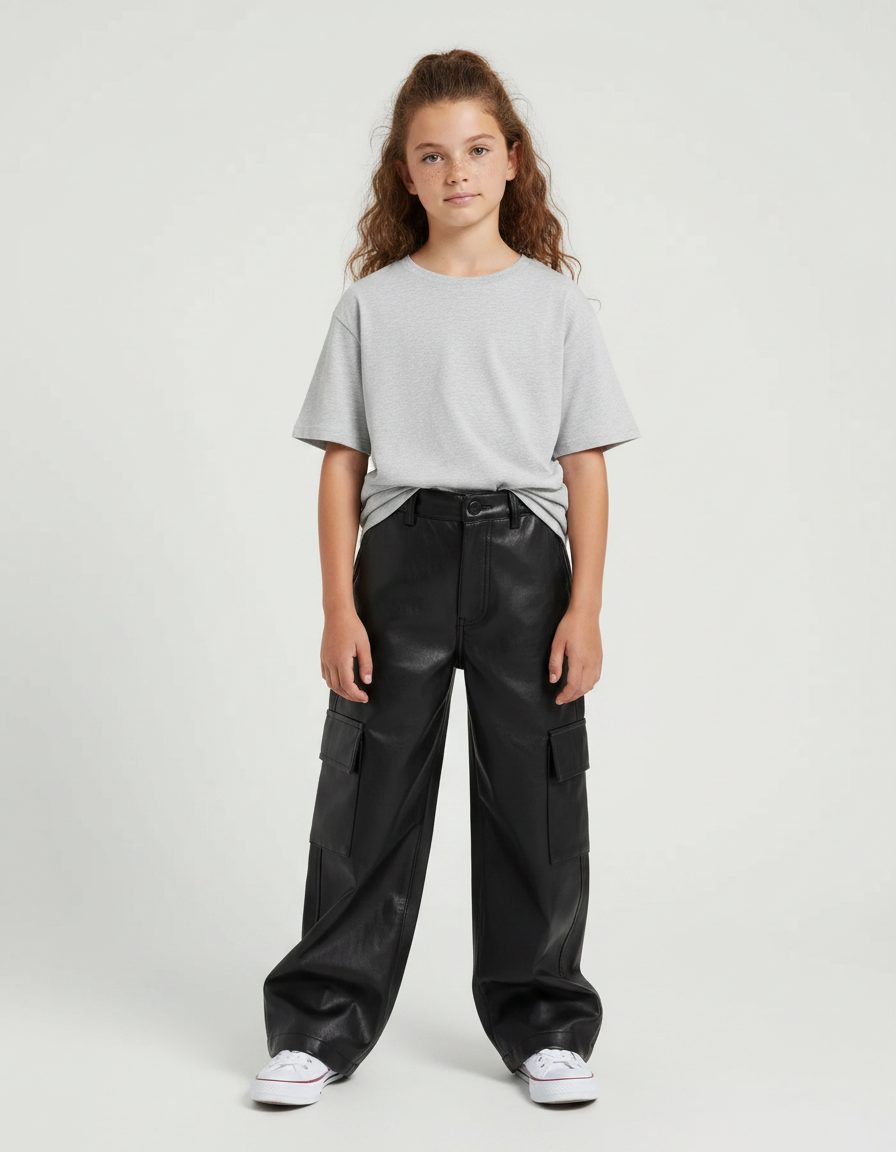 Pantalon Large Cuir Noir - Simili cuir