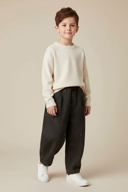 Pantalon Noir Ample Hiver Garçon Denim - Jean