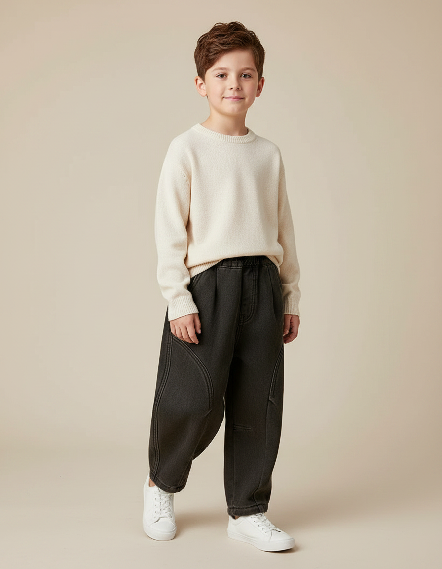 Pantalon Noir Ample Hiver Garçon Denim - Jean