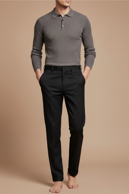 Pantalon Noir Habillé Homme Slim Élégant Formel - Gabardine
