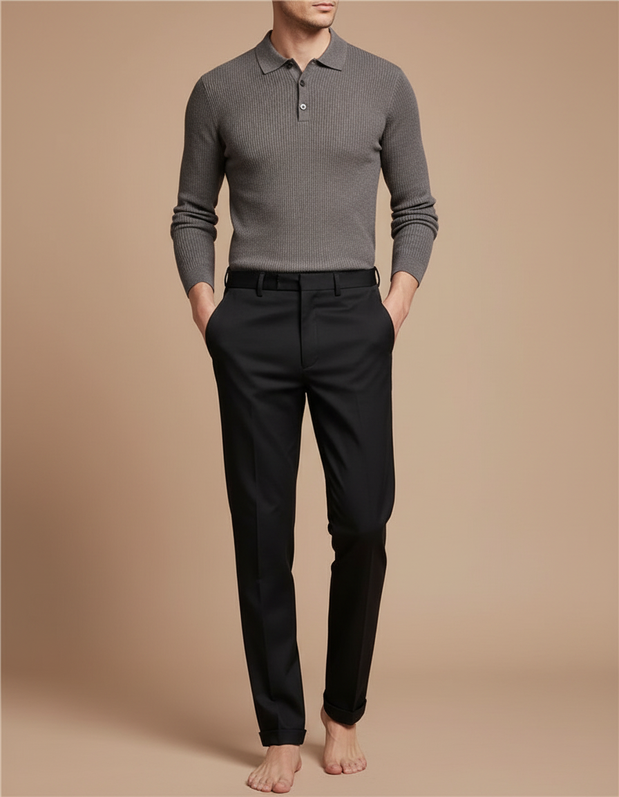 Pantalon Noir Habillé Homme Slim Élégant Formel - Gabardine