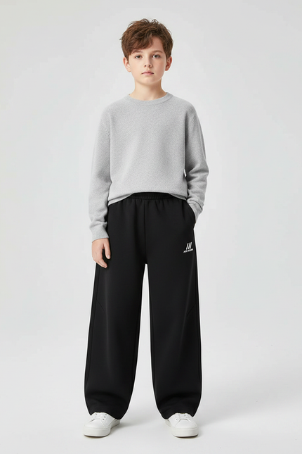 Pantalon Noir Ample Sport Décontracté Garçon - Molleton