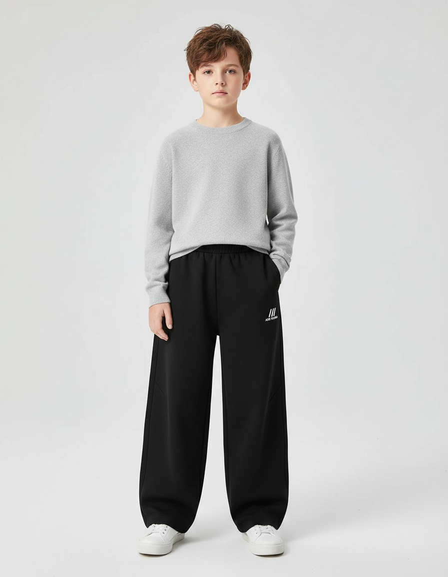 Pantalon Noir Ample Sport Décontracté Garçon - Molleton