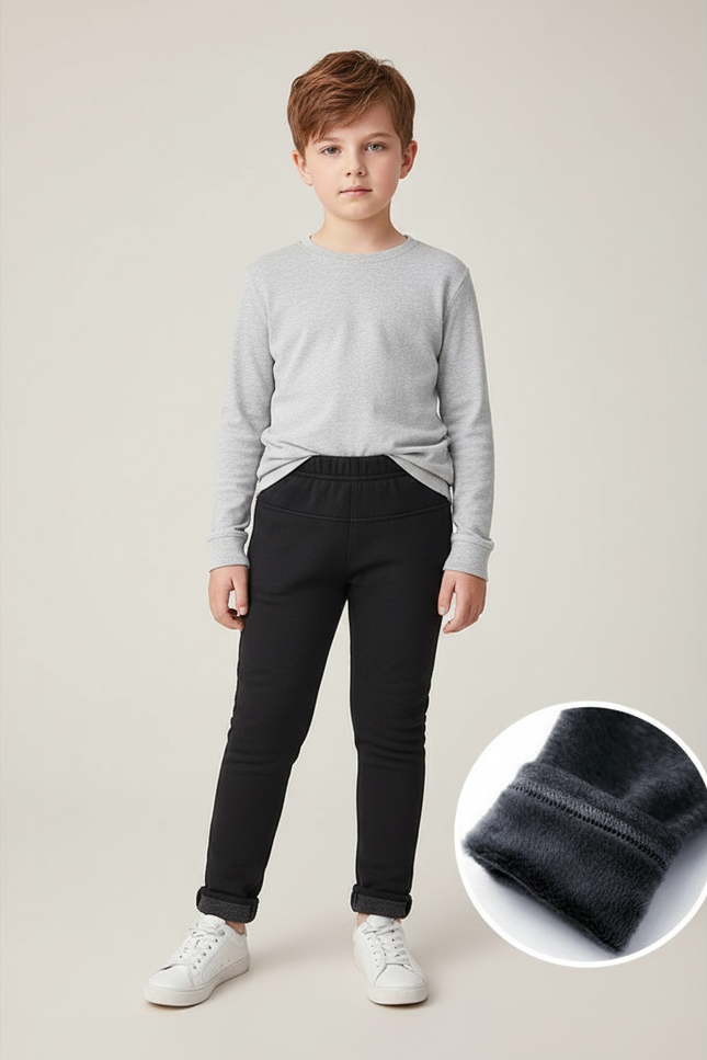Pantalon Noir Enfant Garçon Molletonné Chaud