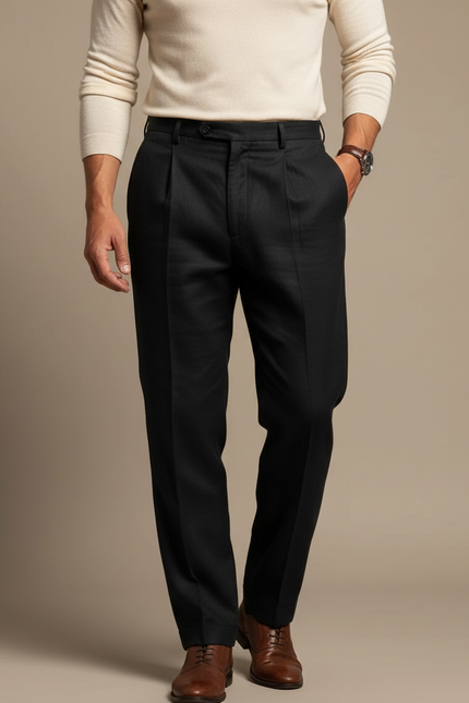 Pantalon Plisse Noir - Laine