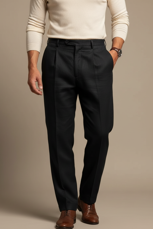 Pantalon Plisse Noir - Laine