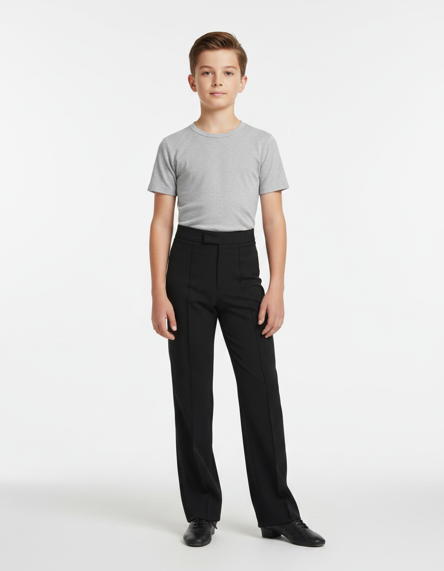 Pantalon Noir Danse Ballroom Garçon Élégant - Polyester