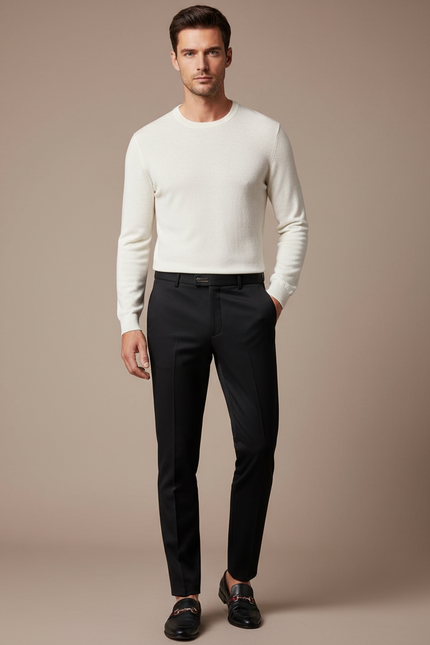 Pantalon Noir Slim Habillé Élégant Homme - Gabardine