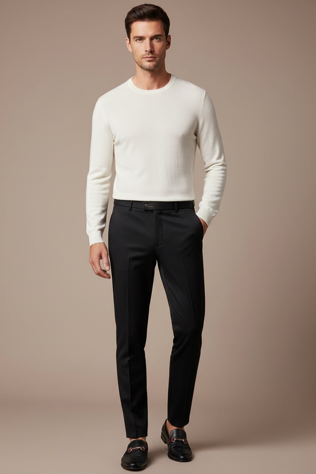 Pantalon Noir Slim Habillé Élégant Homme - Gabardine