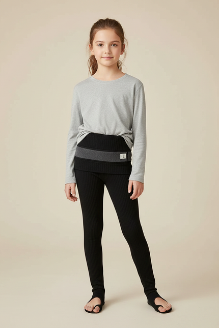 Pantalon Noir Côtelé Épais Fille Hiver Chaud - Maille