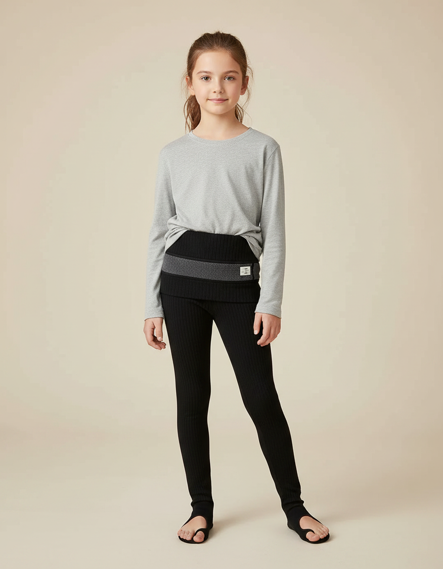 Pantalon Noir Côtelé Épais Fille Hiver Chaud - Maille