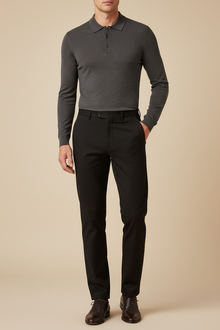 Pantalon Noir Ajusté, Élégant, Formel, Homme - Gabardine