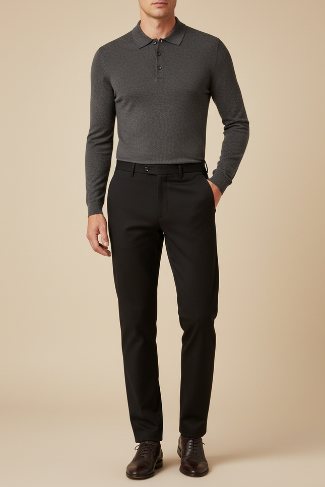 Pantalon Noir Ajusté, Élégant, Formel, Homme - Gabardine