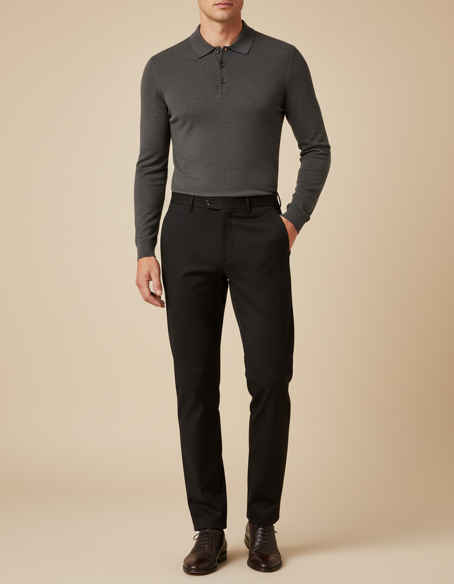 Pantalon Noir Ajusté, Élégant, Formel, Homme - Gabardine