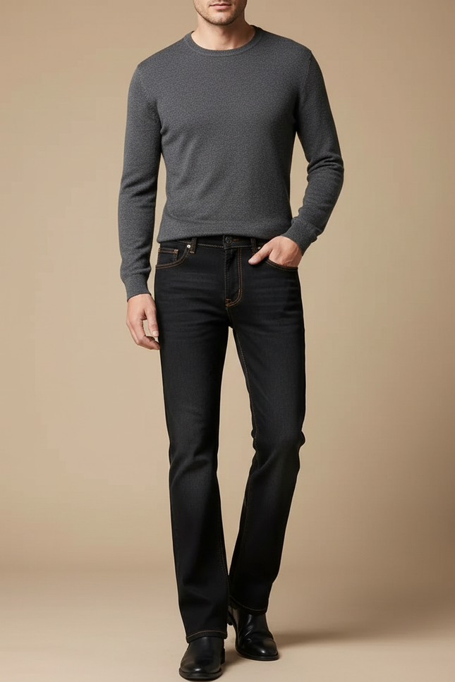Pantalon Noir Denim Évasé Homme Décontracté - Jean